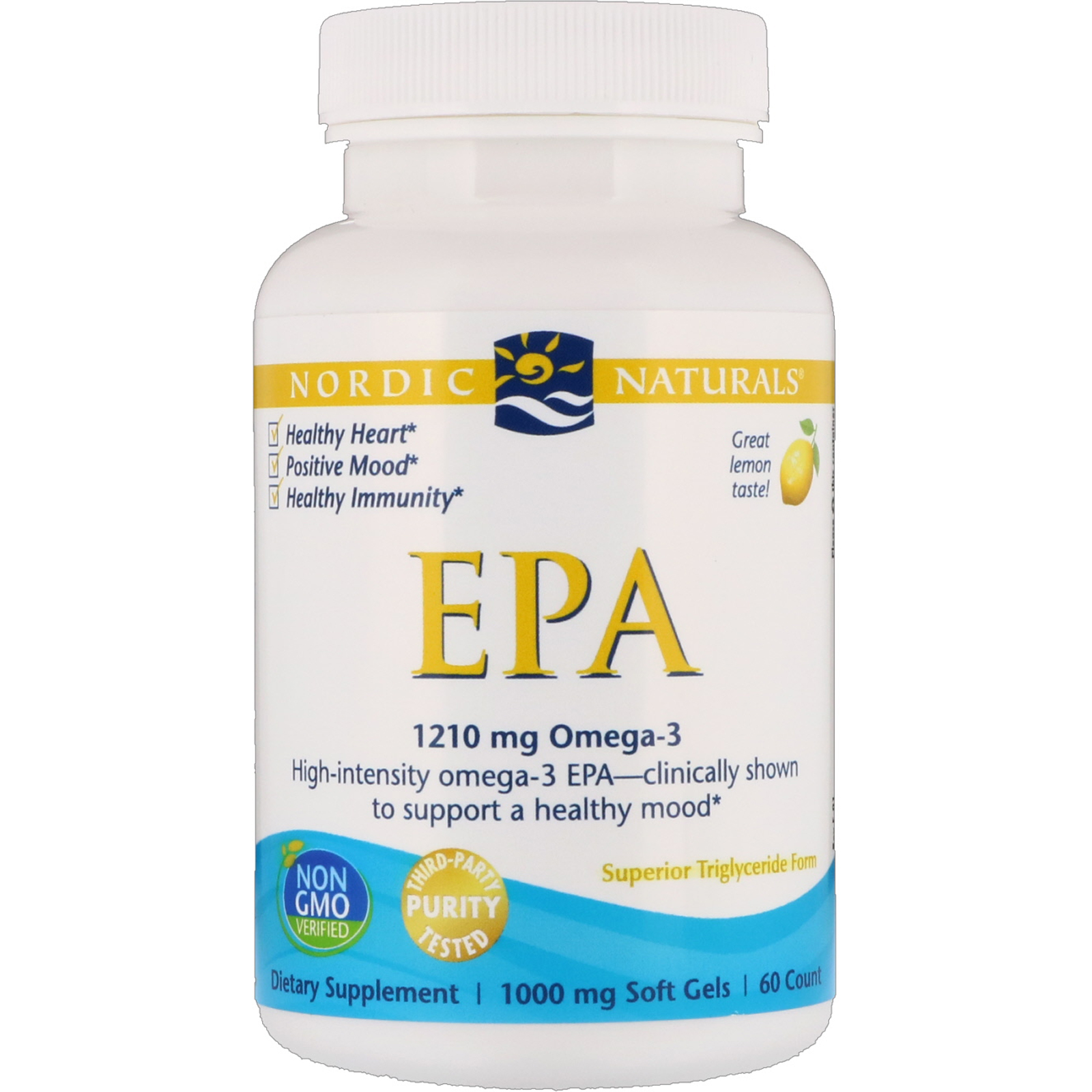 Comprar Nordic Naturals, EPA, Limão, 1000 mg, 60 Cápsulas Softgel