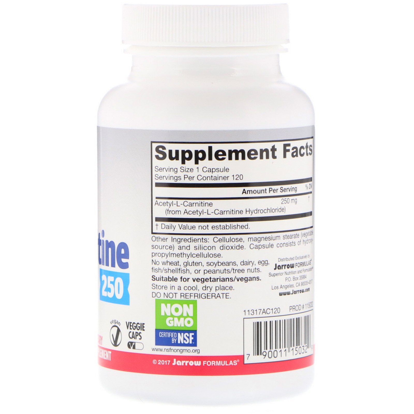 Comprar Jarrow Formulas, Acetyl L-Carnitine, 250 mg, 120 Veggie Caps - Imagem 2