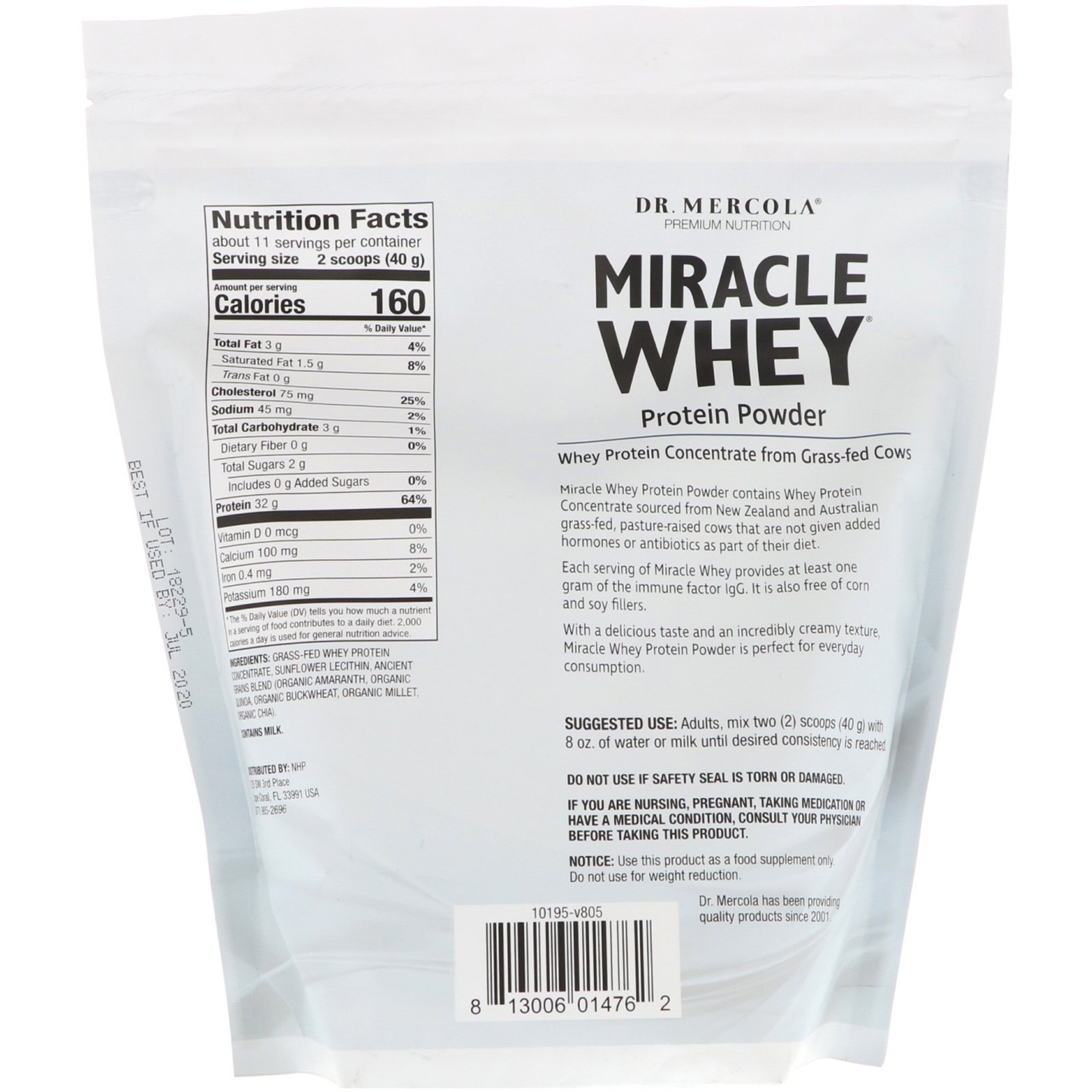 Comprar Dr. Mercola, Whey Protein Miracle em Pó, Original, 16 oz (454 g) - Imagem 2