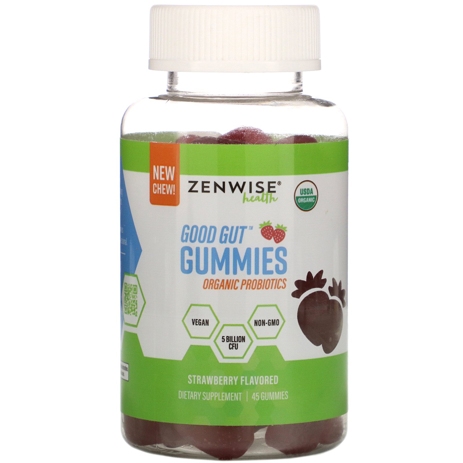 Comprar Zenwise Health, Good Gut Gummies, Organic Probiotics, Strawberry, 45 Gummies