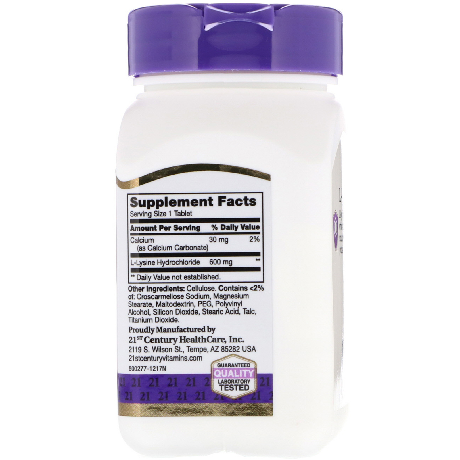 Comprar 21st Century, L-Lisina, 600 mg, 90 comprimidos - Imagem 2