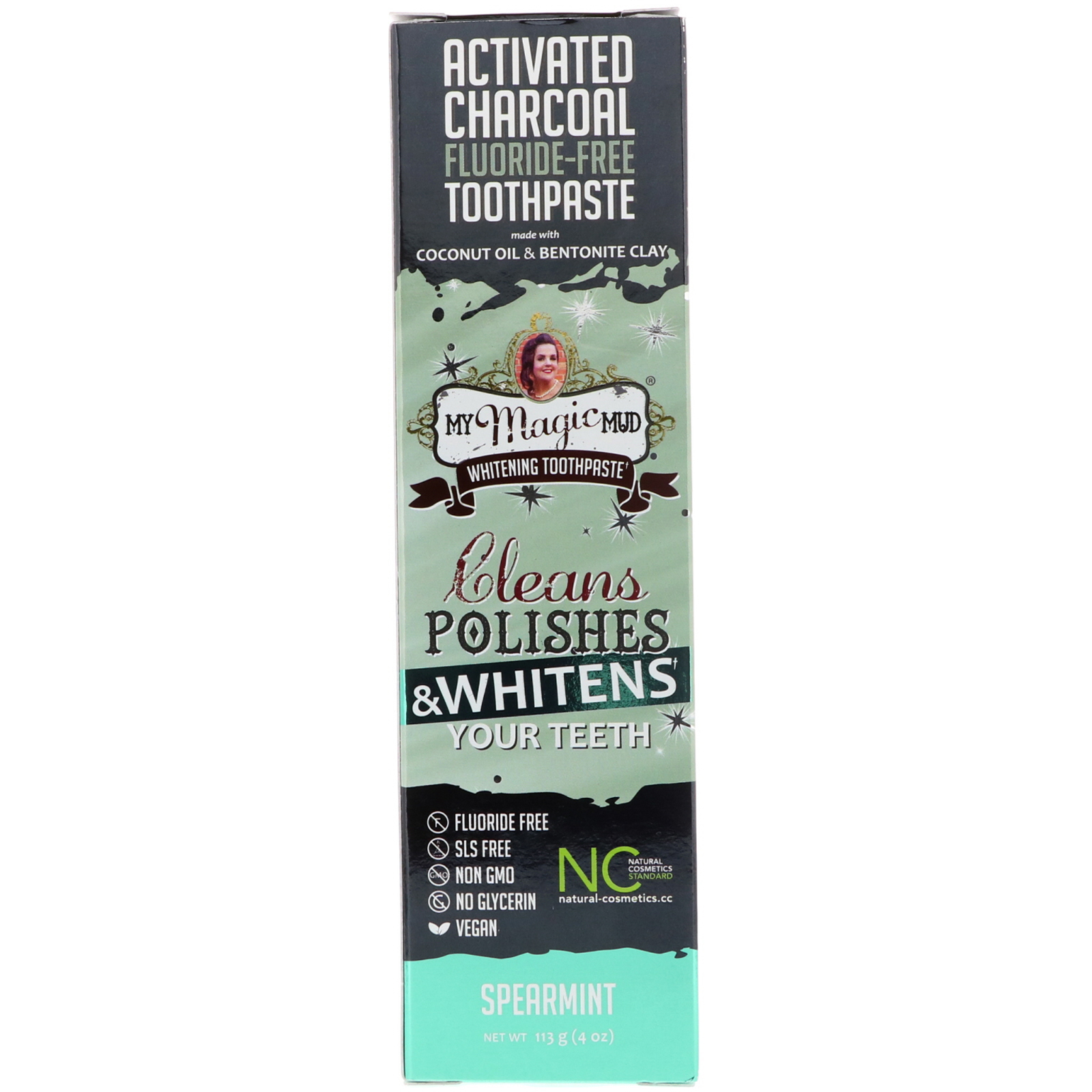 Comprar My Magic Mud, Activated Charcoal, Fluoride-Free, Whitening Toothpaste, Spearmint, 4 oz (113 g) - Imagem 2