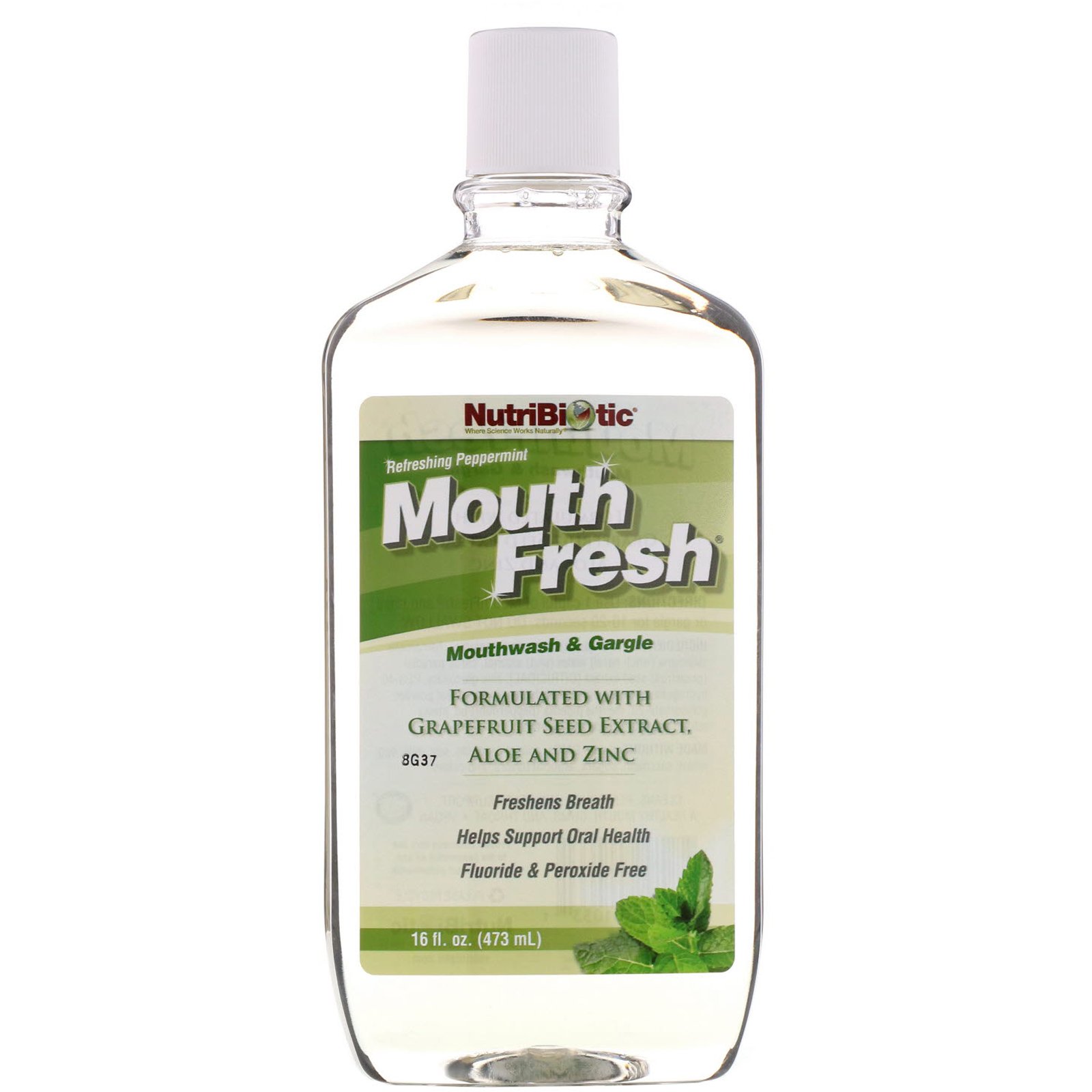 Comprar NutriBiotic, Boca Fresca, Enxaguatório Bucal e Gargarejo, Menta Refrescante, 16 fl oz (473 ml)