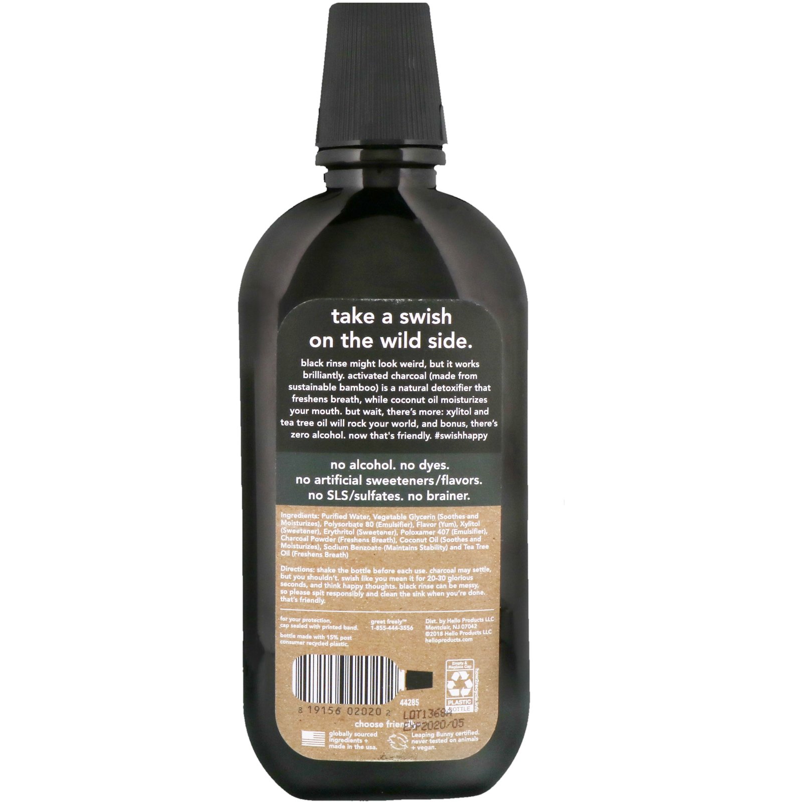 Comprar Hello, Carvão Vegetal Ativado, Enxaguante Bucal Extrarrefrescante, Menta Refrescante Natural, 16 fl oz (473 ml) - Imagem 2