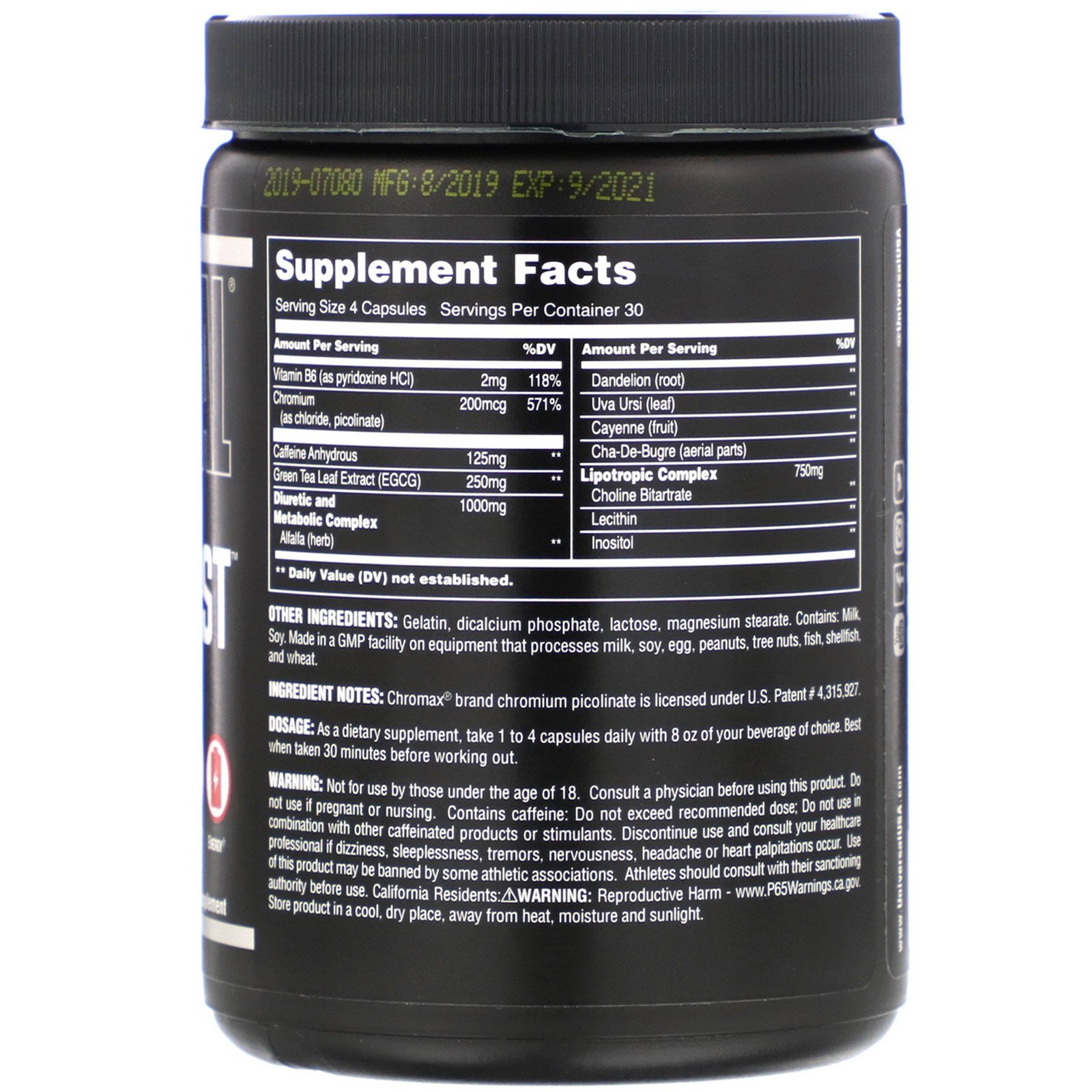 Comprar Universal Nutrition, Ripped Fast, Herbal Cutting Formula, 120 Cápsulas - Imagem 2
