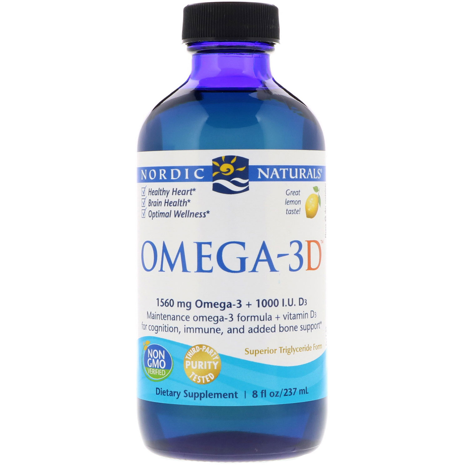Comprar Nordic Naturals, Ômega 3D, Limão, 237 ml