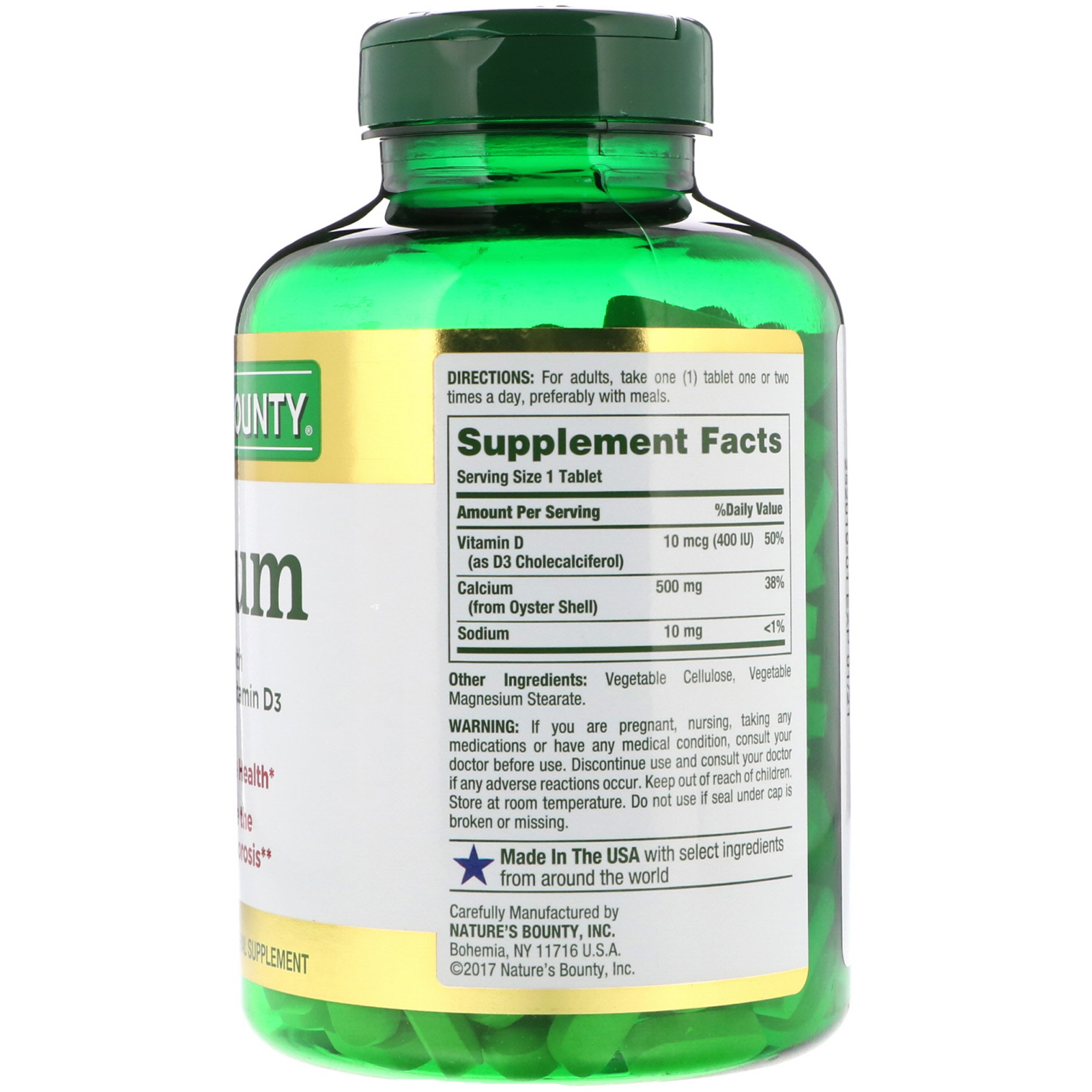 Comprar Nature's Bounty, Cálcio com Vitamina D, 500 mg, 300 Cápsulas - Imagem 2