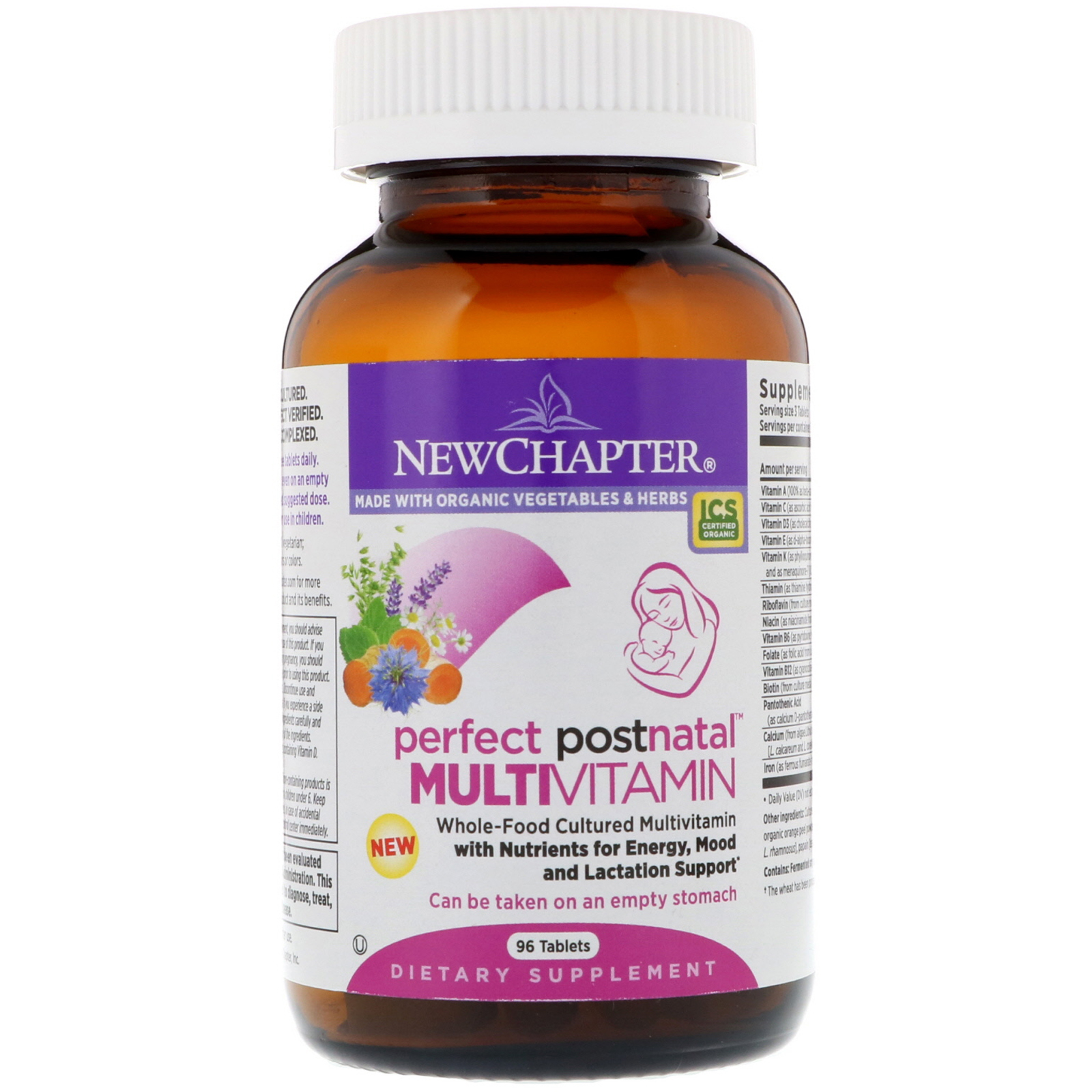 Comprar New Chapter, Perfect Postnatal, Multivitamin, 96 Tablets - Imagem 3