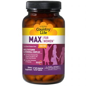 Comprar Country Life, Max for Women, Complexo Multivitamínico e Mineral, Sem Ferro, 120 Cápsulas Vegetais