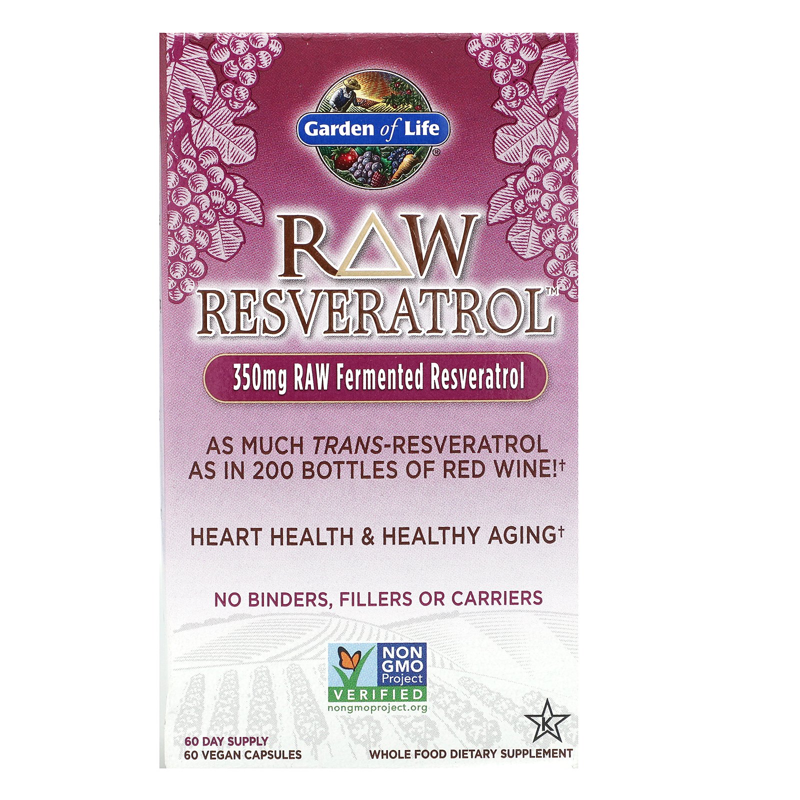 Comprar Garden of Life, Resveratrol RAW, 350 mg, 60 Cápsulas Veganas