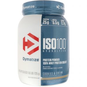 Comprar Dymatize Nutrition, ISO 100 Hidrolisado, Isolado de Proteína Whey 100%, Cookies & Cream, 725 g (1,6 lbs)
