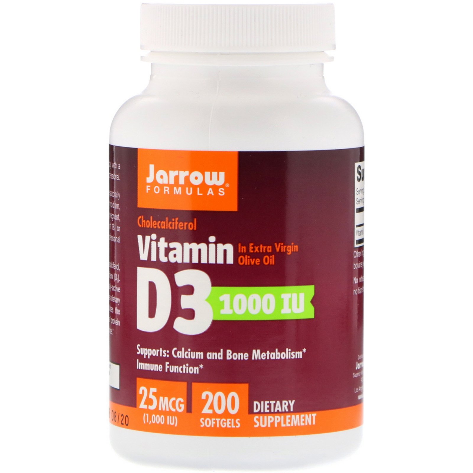 Comprar Jarrow Formulas, Vitamin D3, Cholecalciferol, 1,000 IU, 200 Softgels