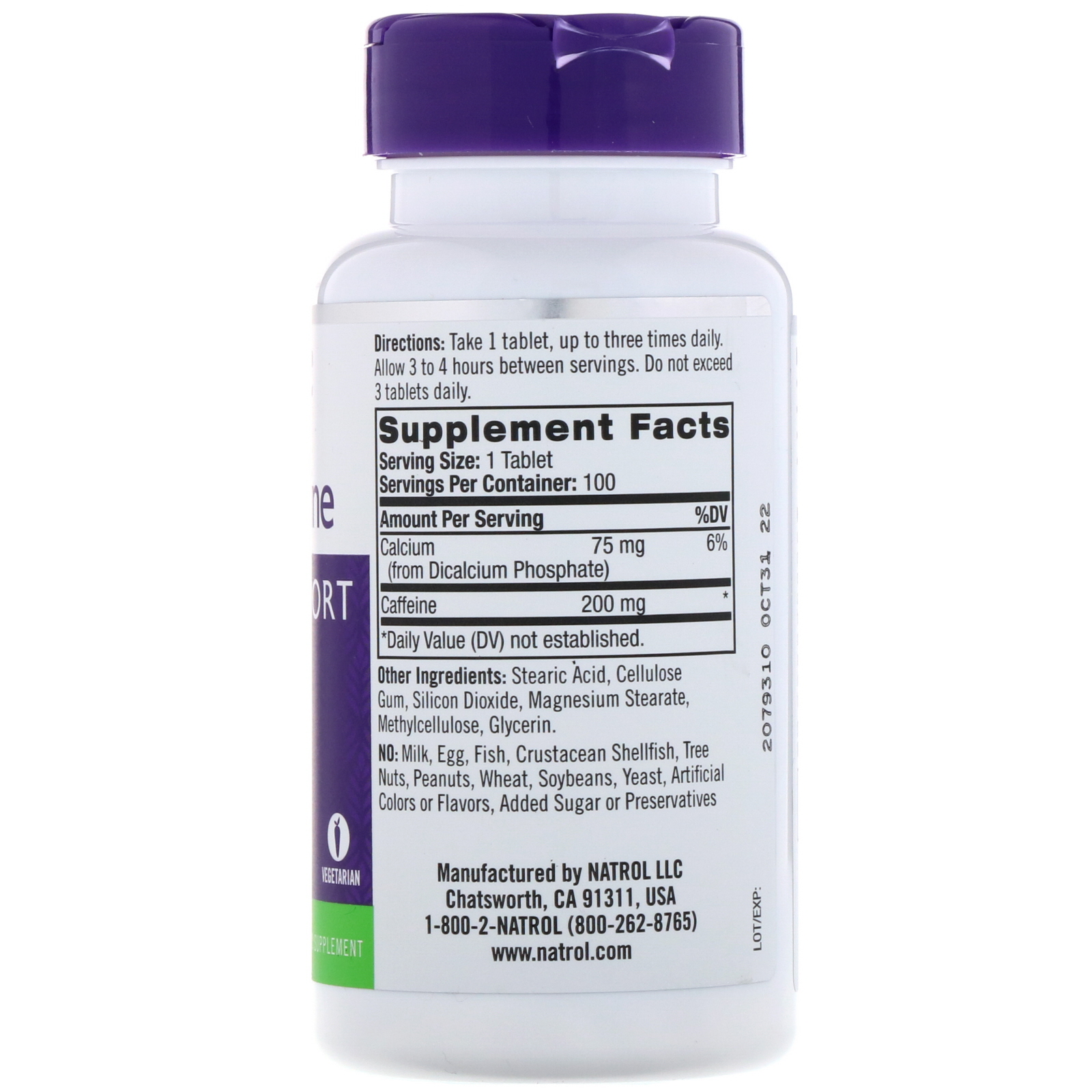 Comprar Natrol, High Caffeine, Extra Strength, 200 mg, 100 Tablets - Imagem 2
