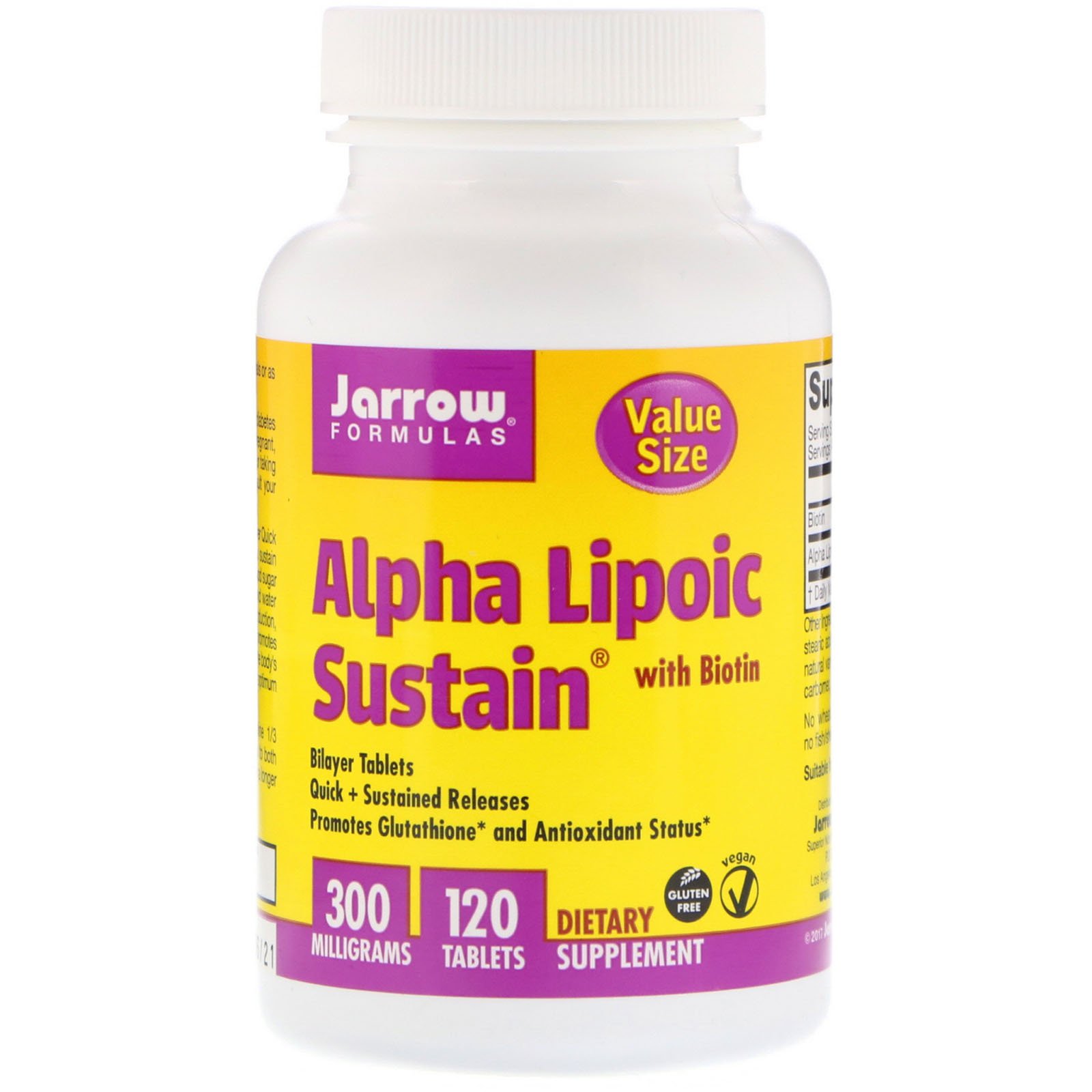 Comprar Jarrow Formulas, Alpha Lipoic Sustain, com Biotina, 300 mg, 120 Comprimidos
