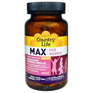 Comprar Country Life, Max for Women, Complexo Multivitamínico e Mineral, Sem Ferro, 120 Comprimidos