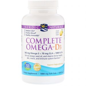 Comprar Nordic Naturals, Omega-D3 Completo, Limão, 1.000 mg, 120 Cápsulas Softgel