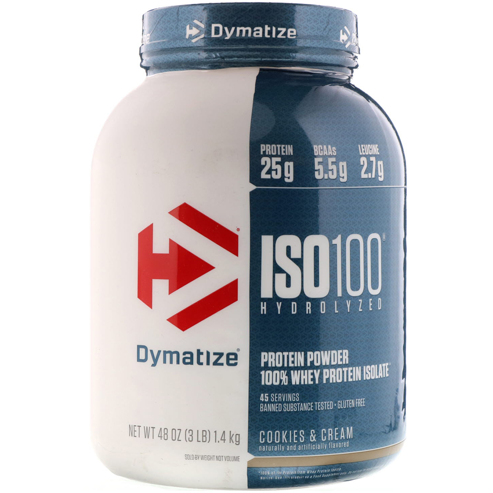 Comprar Dymatize Nutrition, ISO 100, Isolado de Proteína Whey 100% Hidrolisadas, Cookies & Cream, 1,36 kg (3 lbs)