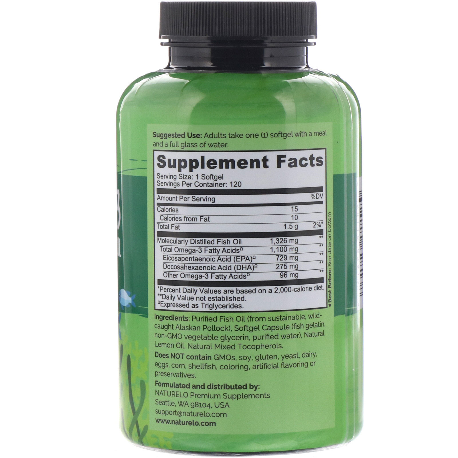 Comprar NATURELO, Óleo de Peixe, Triglicerídeos Ômega-3, 1100 mg, 120 Cápsulas Gelatinosas - Imagem 2