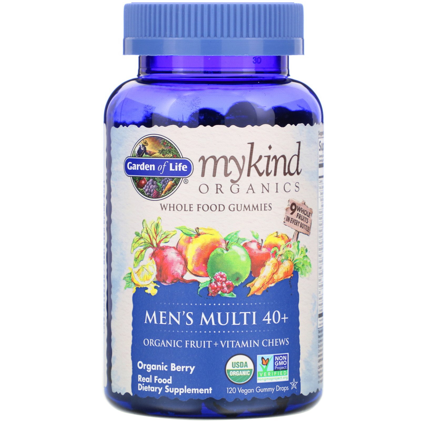Comprar Garden of Life, MyKind Organics, Men's Multi 40+, Organic Berry, 120 Vegan Gummy Drops