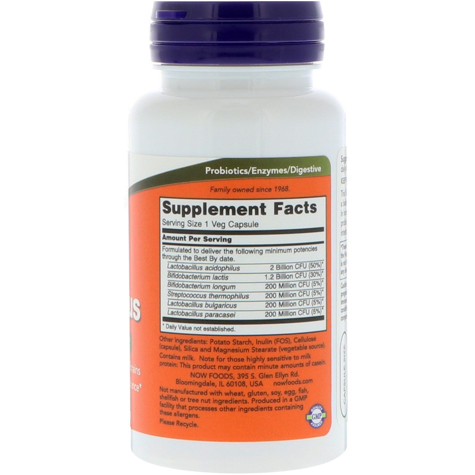 Comprar Now Foods, 4x6 Acidófilus, 120 C[apsulas para os Vegetarianos - Imagem 2