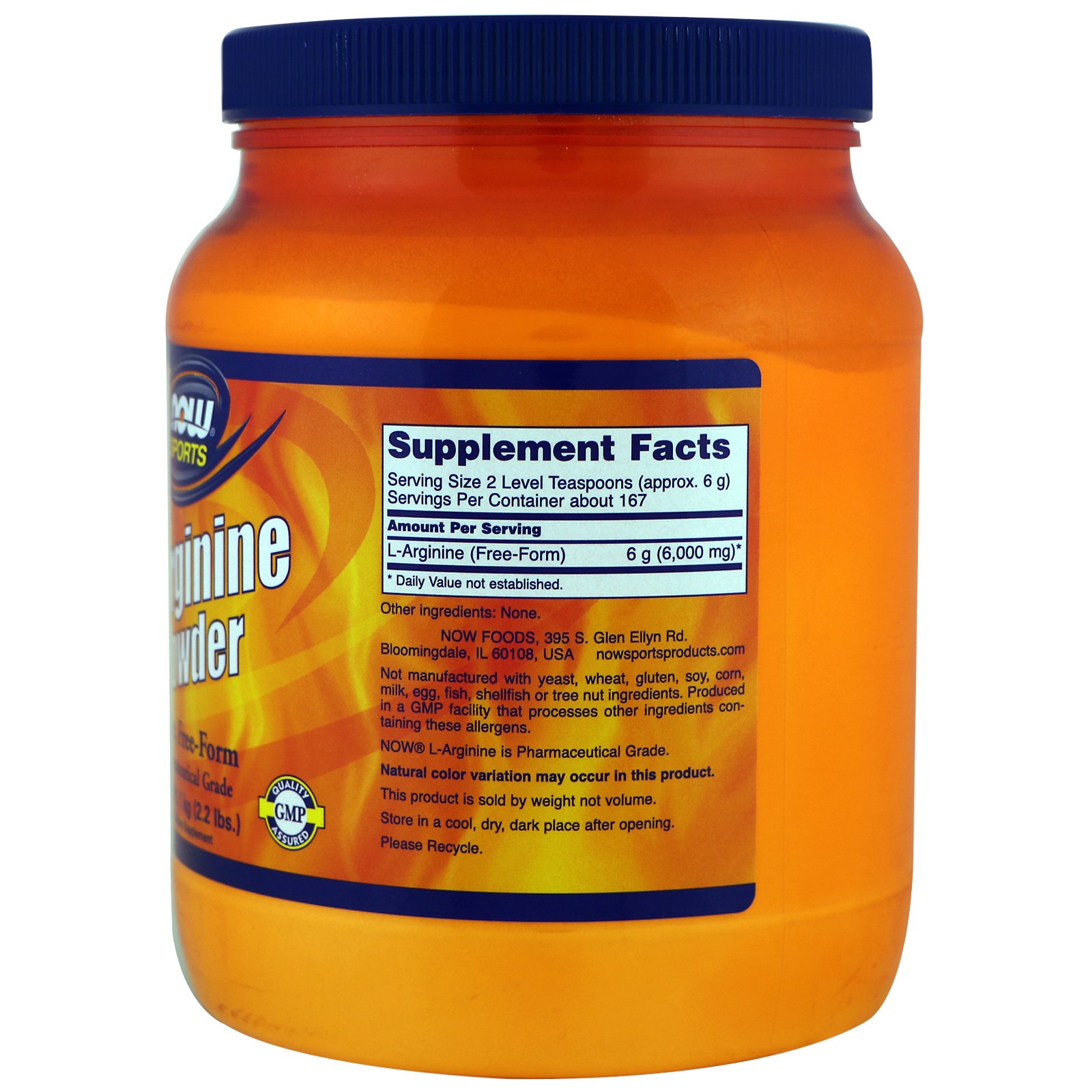 Comprar Now Foods, Sports, L-Arginina em Pó, 1 kg (2.2 lbs) - Imagem 2