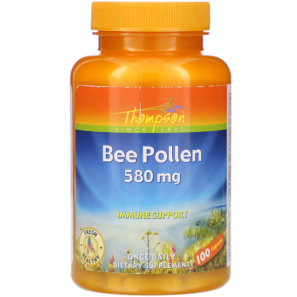 Comprar Thompson, Bee Pollen, 580 mg, 100 Capsules