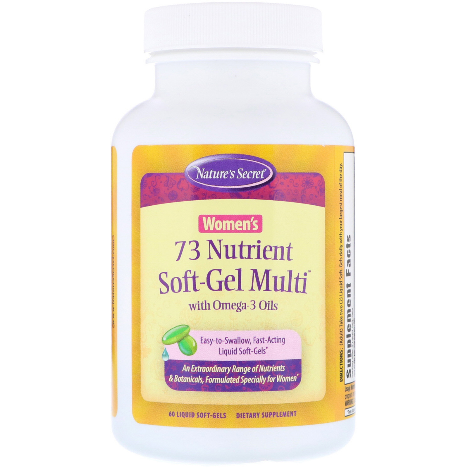 Comprar Nature's Secret, Multivitamínico de 73 Nutrientes em Softgel para Mulheres com Óleos Ômega-3, 60 Cápsulas Softgel Líquidas - Imagem 3