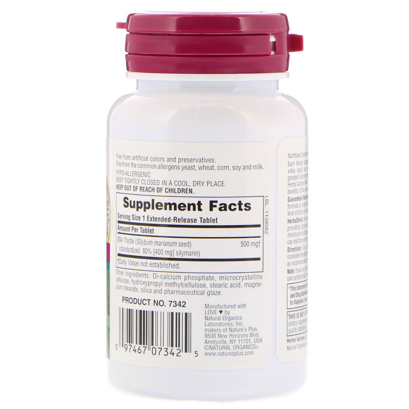 Comprar Nature's Plus, Ativos à base de ervas, Leite Thistle, Liberação Prolongada, 500 mg, 30 tabletes - Imagem 2