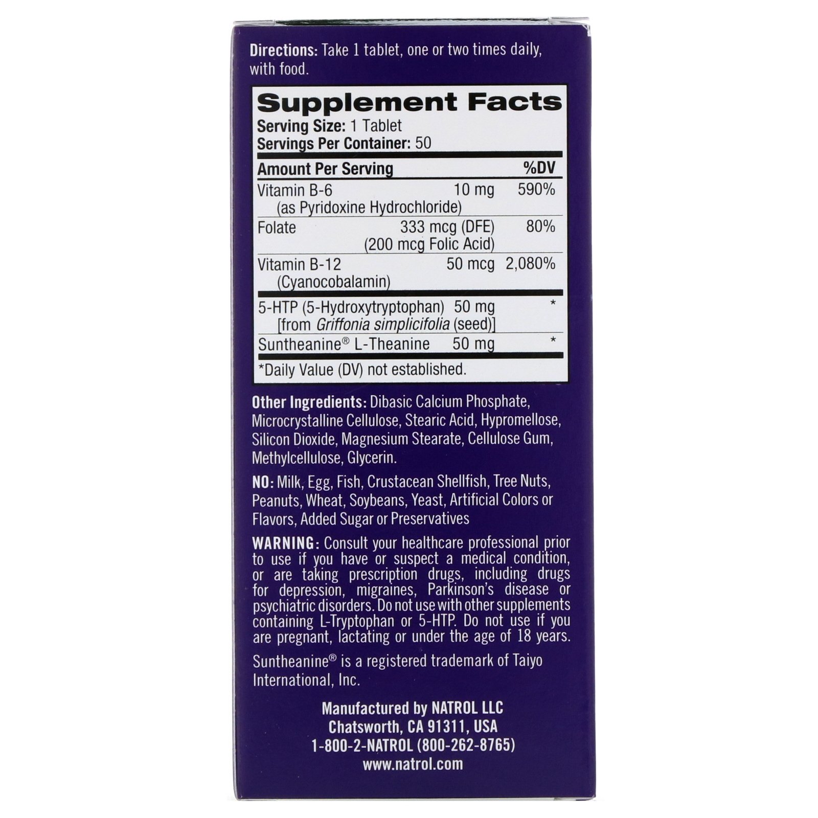 Comprar Natrol, Humor positivo de 5 HTP, 50 comprimidos - Imagem 2