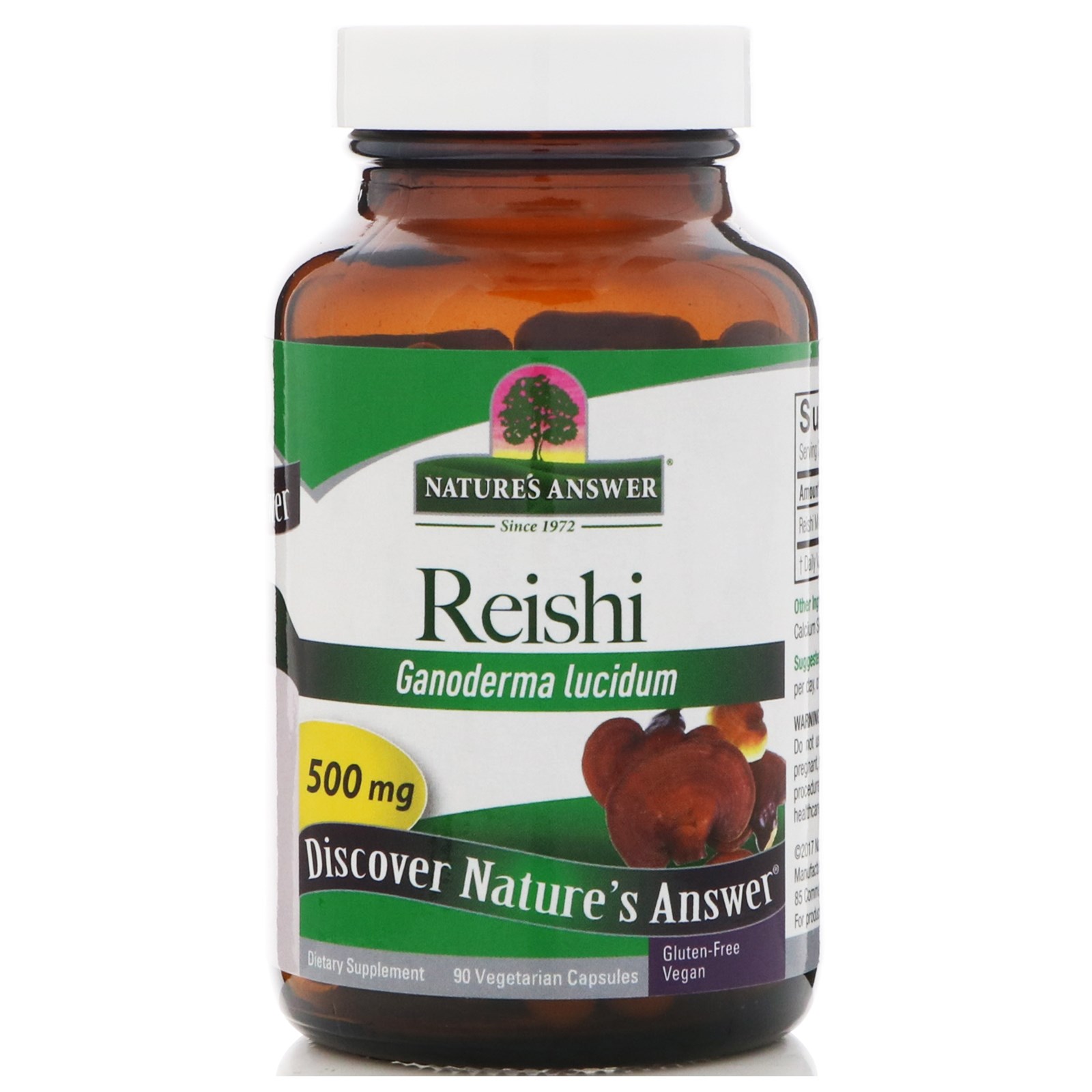Comprar Nature's Answer, Reishi, 500 mg, 90 Cápsulas Vegetarianas - Imagem 3