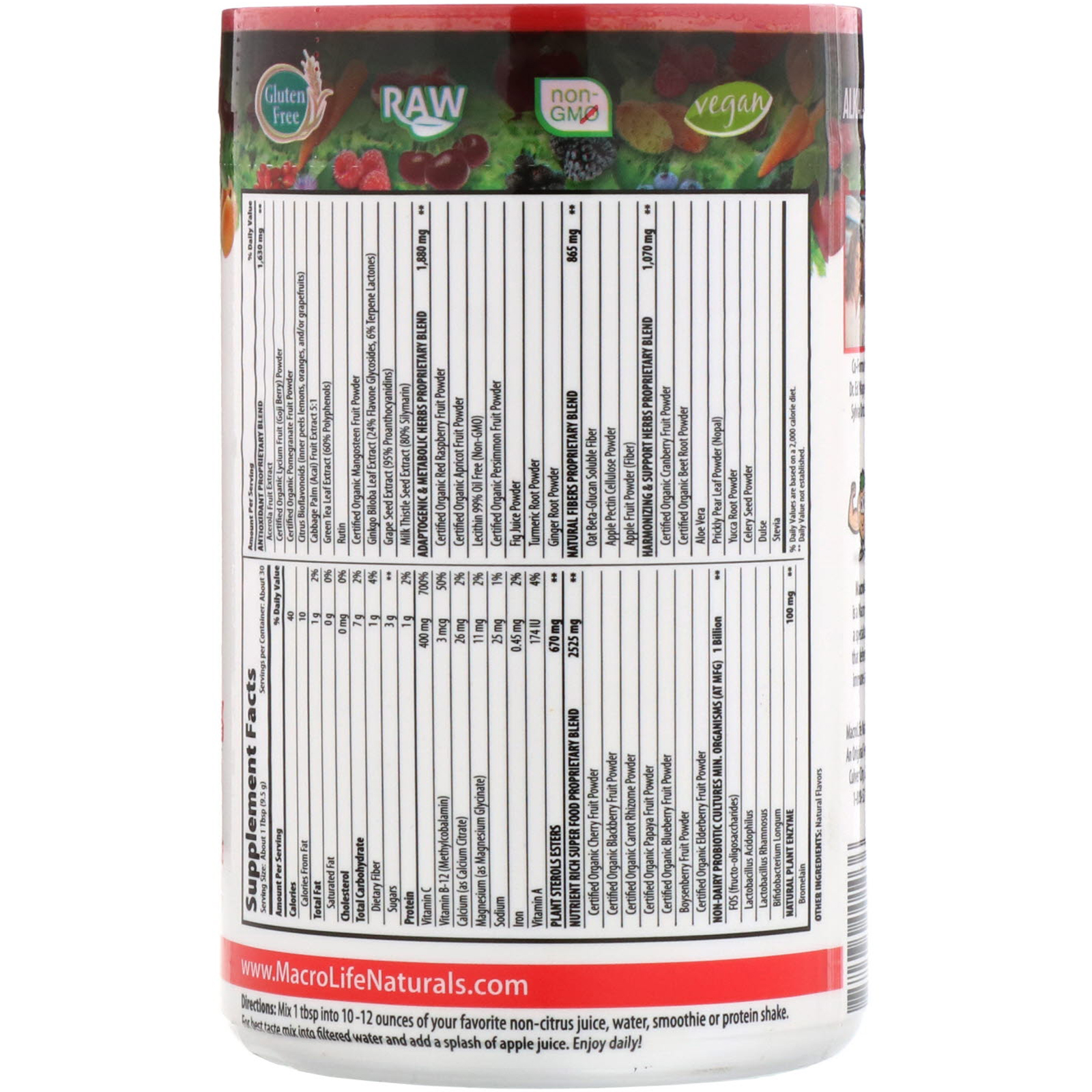 Comprar Macrolife Naturals, Miracle Reds, Superalimento, Goji-Romã-Açaí-Mangostão, 10 oz (283,5 g) - Imagem 2