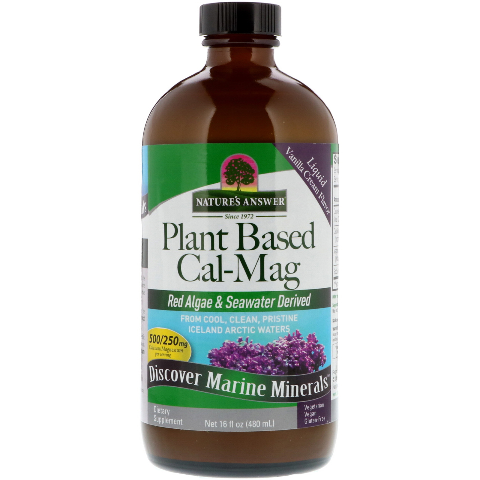 Comprar Nature's Answer, Plant Based Cal-Mag, Vanilla Cream Flavor, 16 fl oz (480 ml) - Imagem 3