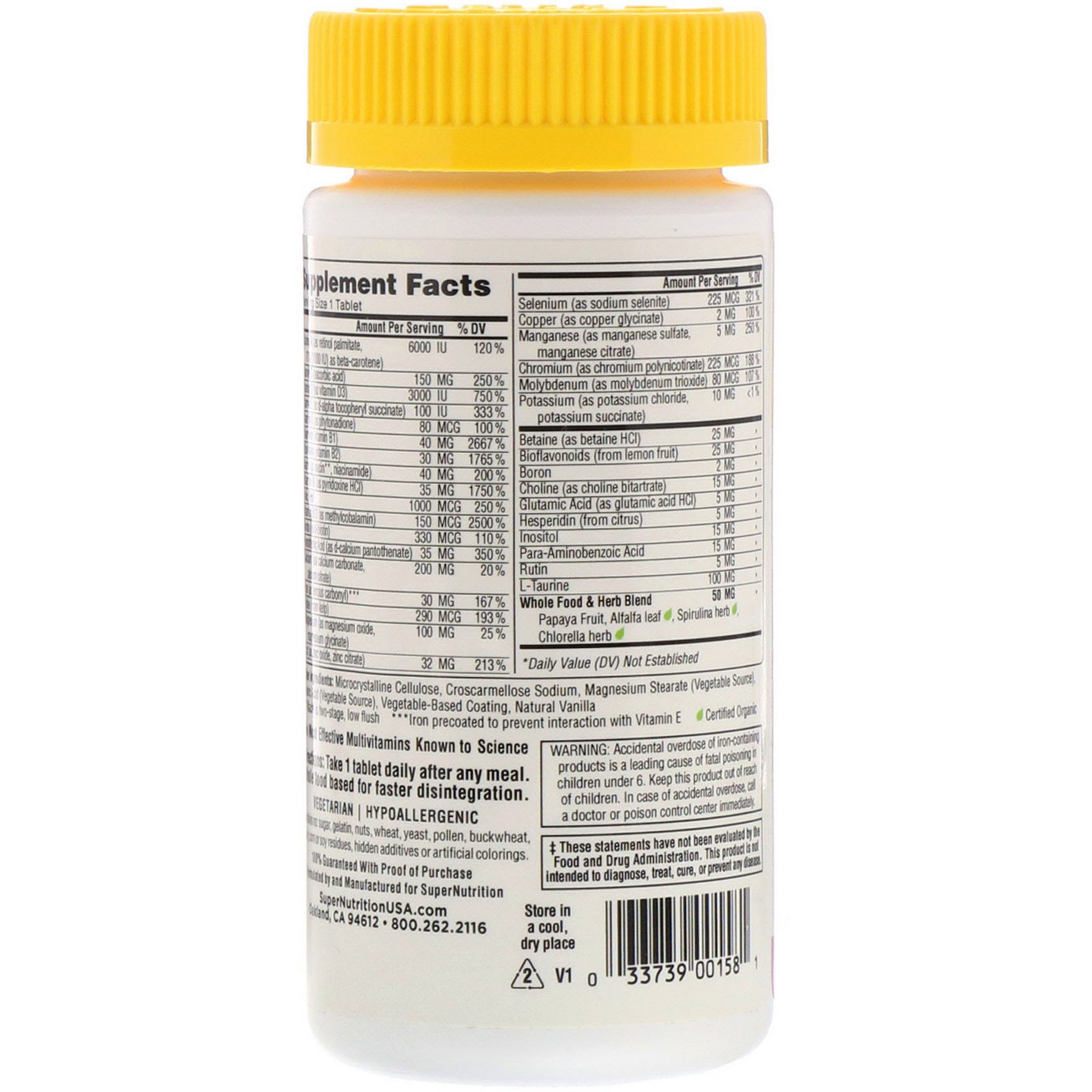 Comprar Super Nutrition, SimplyOne, PreNatal, Triple Power Multivitamins, 30 Tablets - Imagem 2