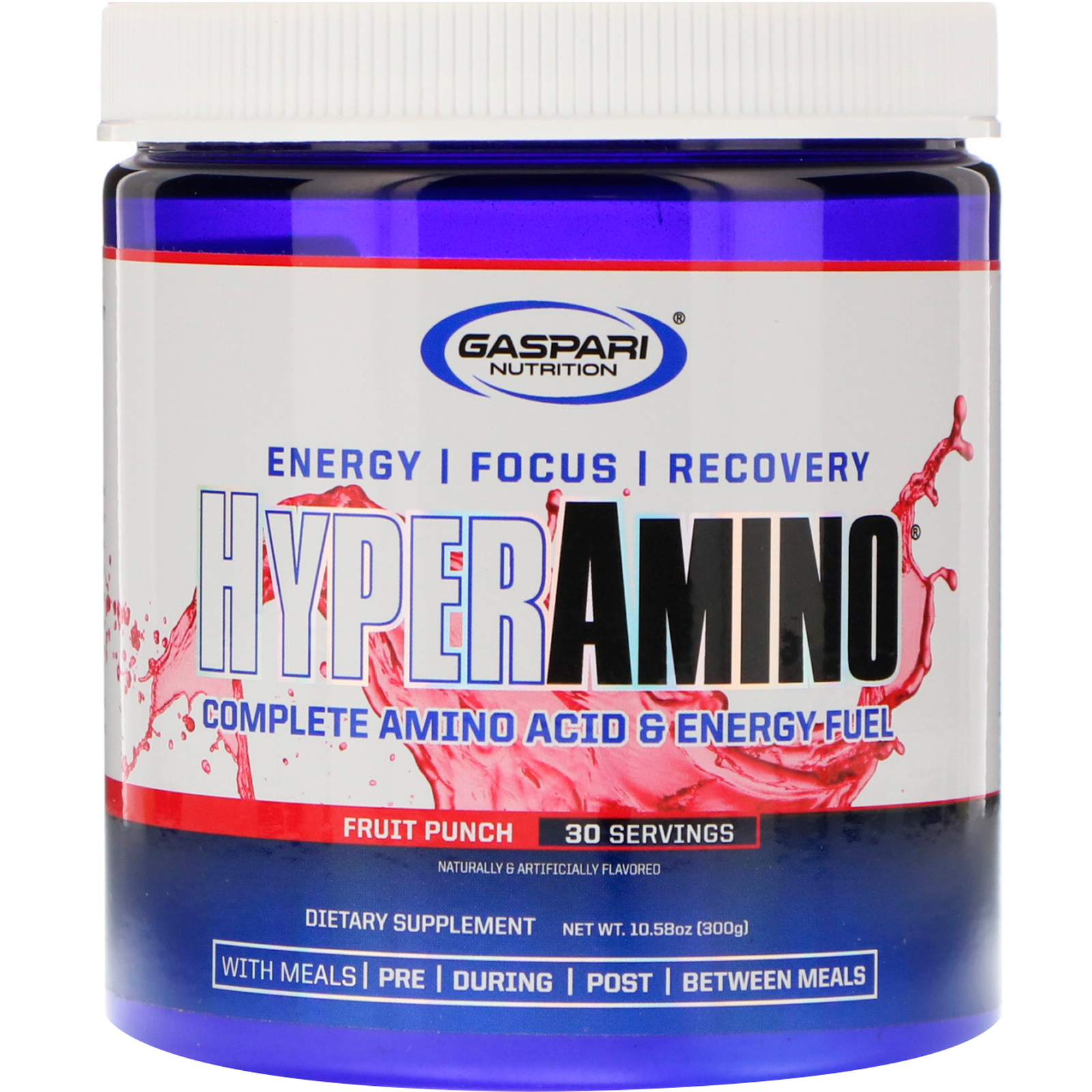 Comprar Gaspari Nutrition, HYPERAMINO, Complete Amino Acid & Energy Fuel, Fruit Punch, 10.58 oz (300 g)
