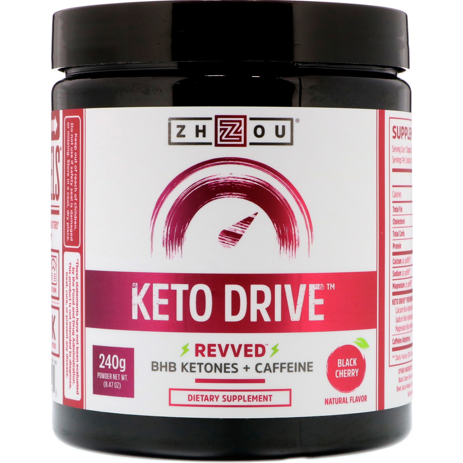 Comprar Zhou Nutrition, Keto Drive, Revved, Black Cherry, 240 g (8.47 oz)
