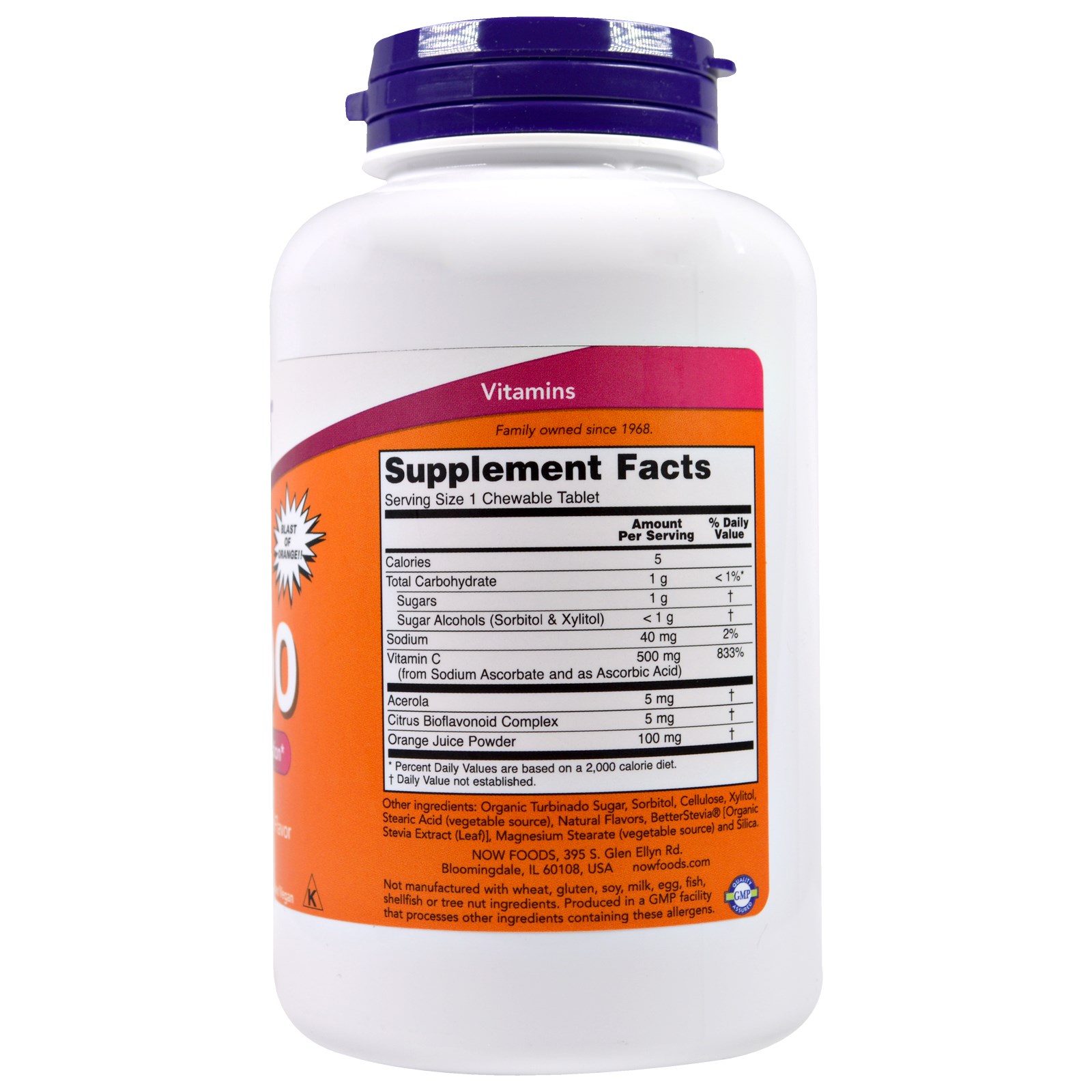 Comprar Now Foods, C-500, Sabor de Suco de Laranja, 100 Comprimidos Mastigáveis - Imagem 2