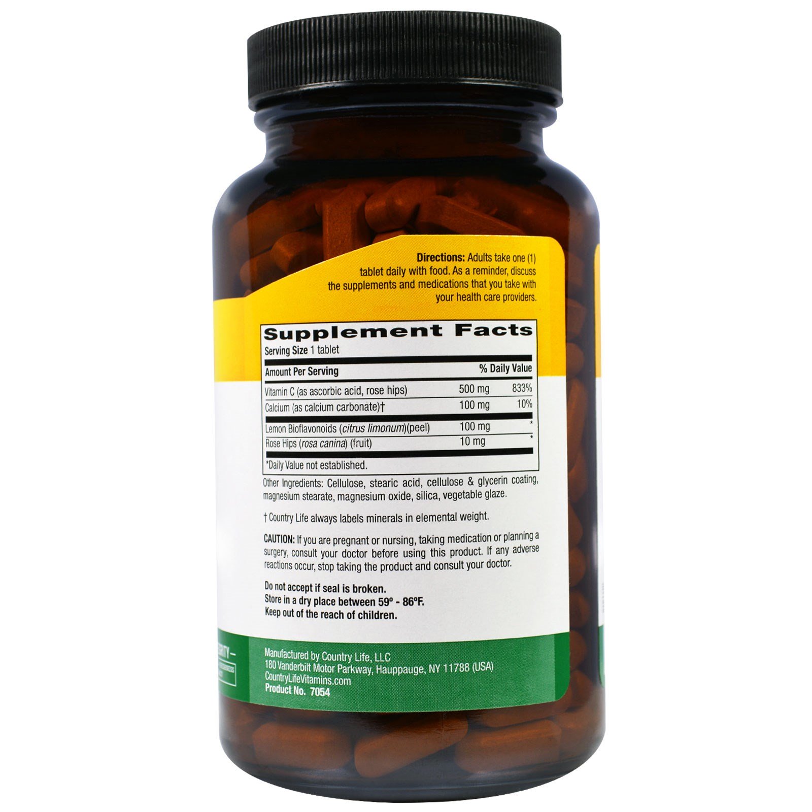 Comprar Country Life, Vitamina C Tamponada, 500 mg, 250 Comprimidos - Imagem 2