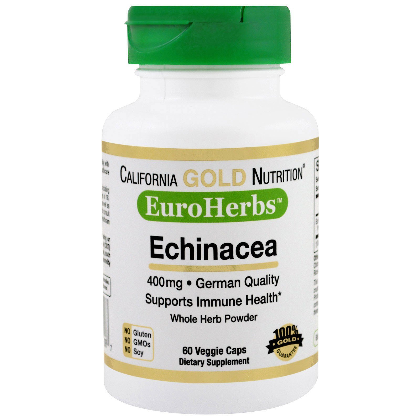 Comprar California Gold Nutrition, Echinacea, EuroHerbs, Pó Integral, 400 mg, 60 Cápsulas Vegetais