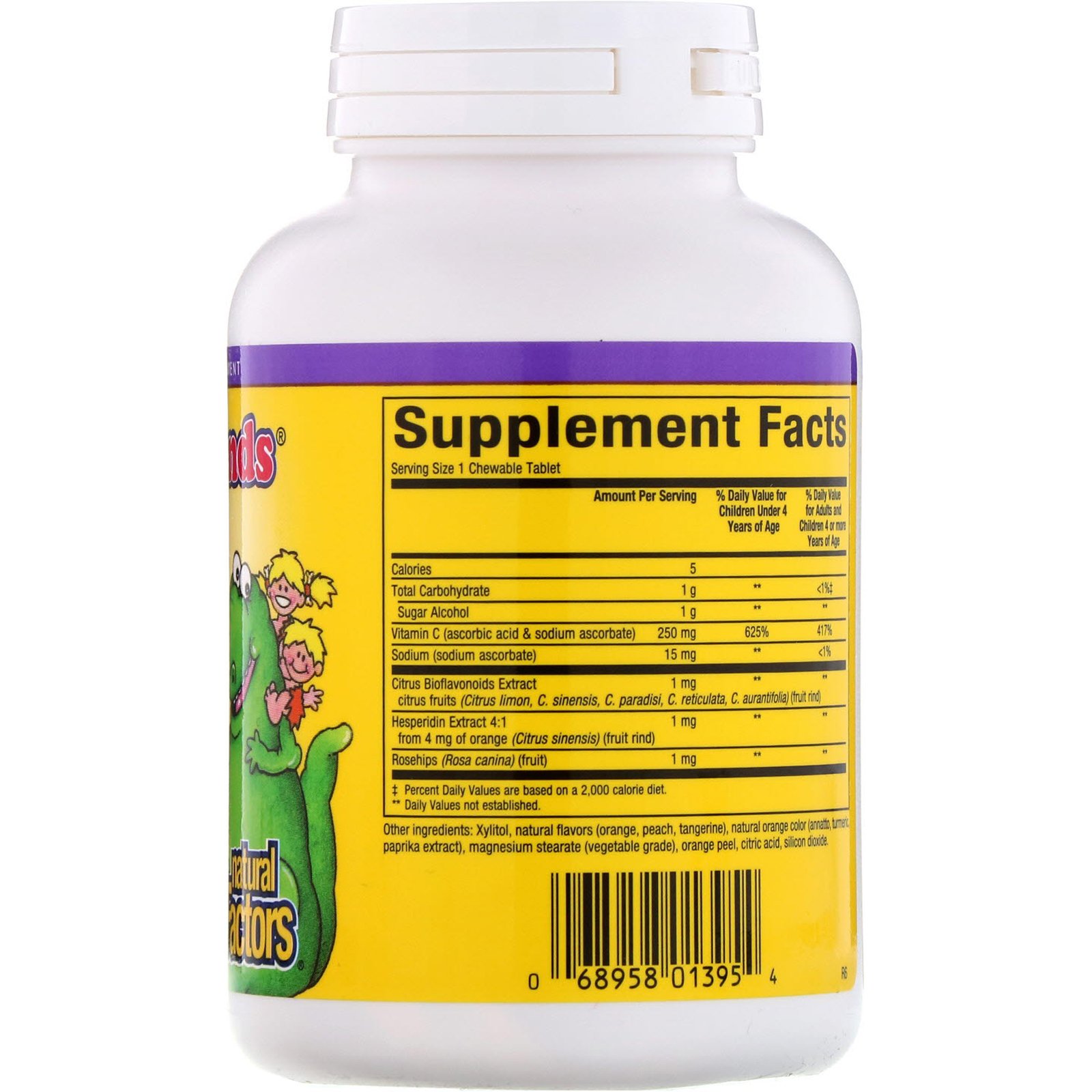 Comprar Natural Factors, Big Friends, Vitamina C Mastigável, Sabor Forte de Laranja, 250 mg, 90 Comprimidos Mastigáveis - Imagem 2