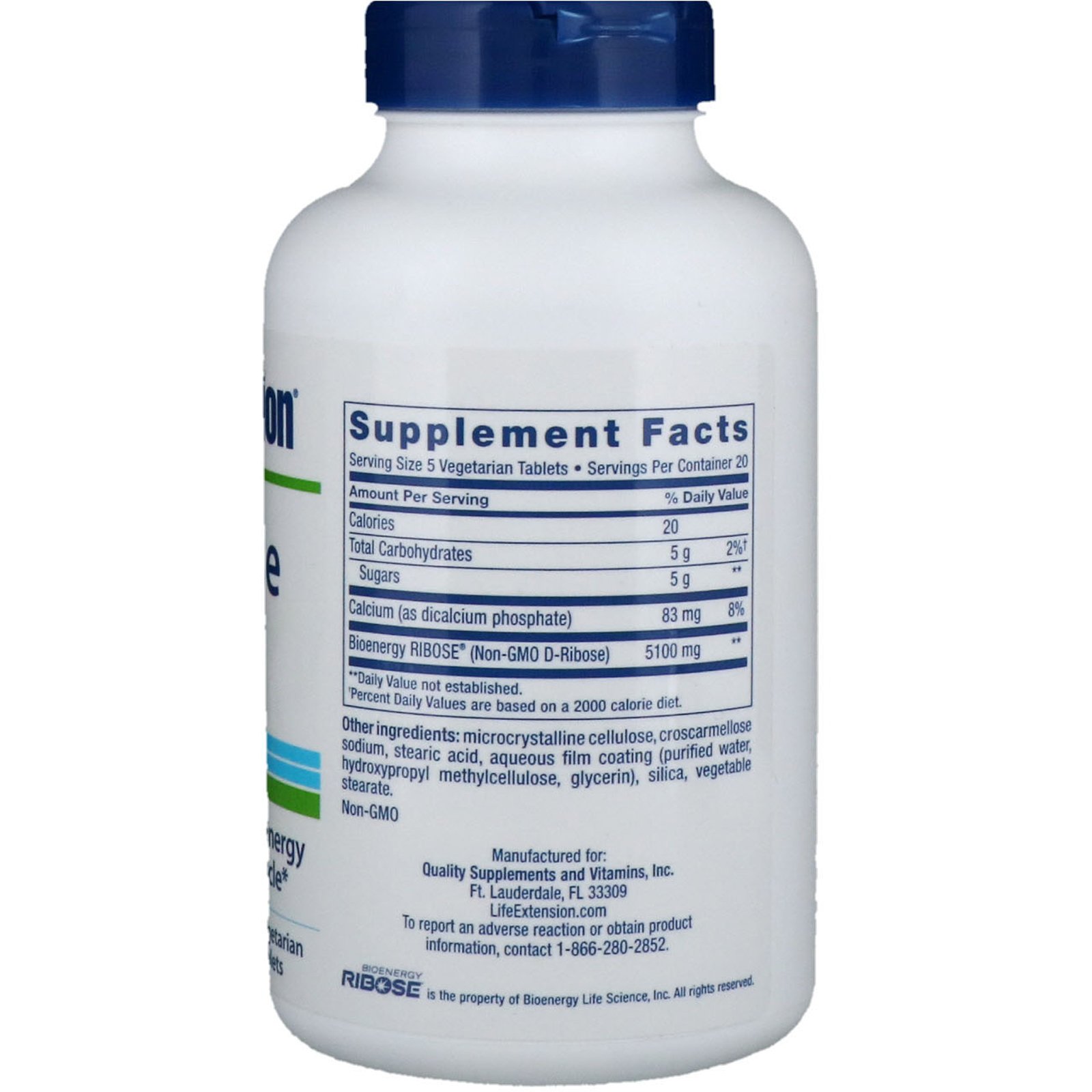 Comprar Life Extension, Comprimidos de D-Ribose, 100 comprimidos vegetarianos - Imagem 2