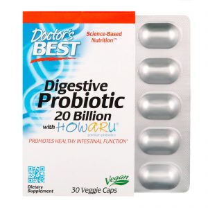 Comprar Doctor's Best, Probiótico Digestivo com Howaru, 20 Bilhões de UFC, 30 Cápsulas Vegetais