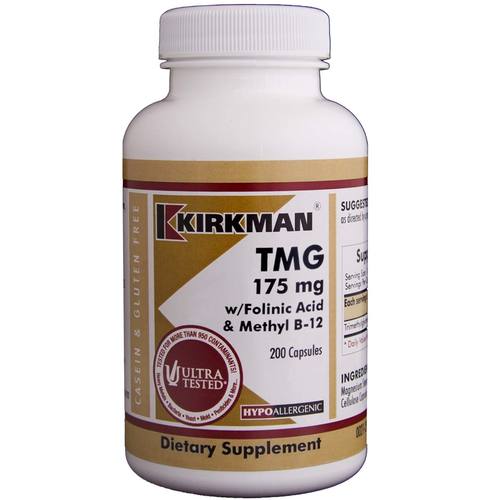 Comprar Kirkman Labs, TMG com Ácido Folínico e Metil B12 - 200 Cápsulas Vegetarianas
