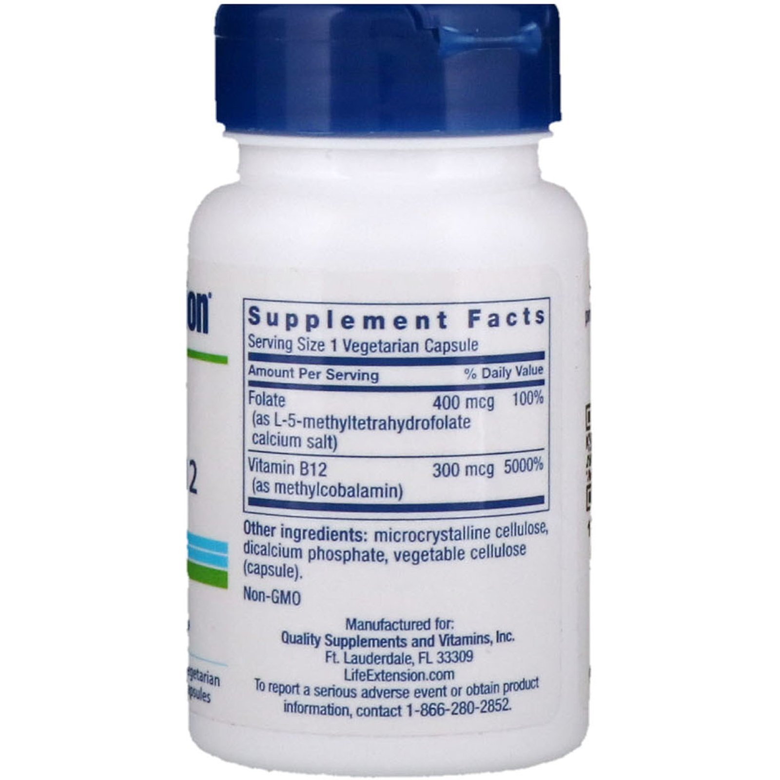 Comprar Life Extension, Folato e Vitamina B12 Bioativa, 90 Cápsulas Vegetais - Imagem 2
