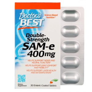Comprar Doctor's Best, SAM-e, Potência em Dobro, 400 mg, 30 Comprimidos Revestidos Entericamente