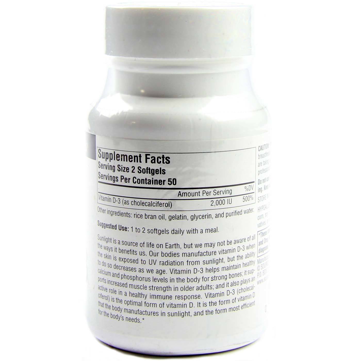 Comprar Source Naturals, Vitamina D-3 1,000 IU - 100 Cápsulas em Gel - Imagem 2