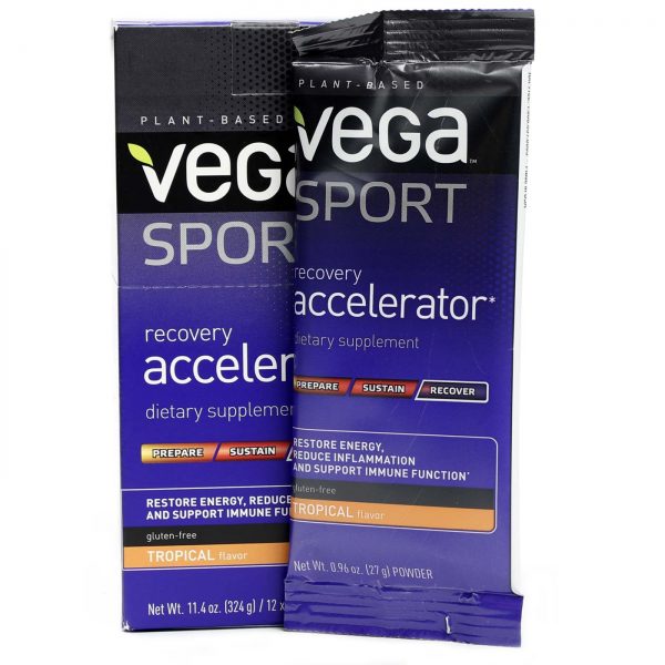 Comprar Recuperação Pós Treino Recovery Accelerator Vega Sport Tropical 12 Unidades 27 g cada - Imagem 4