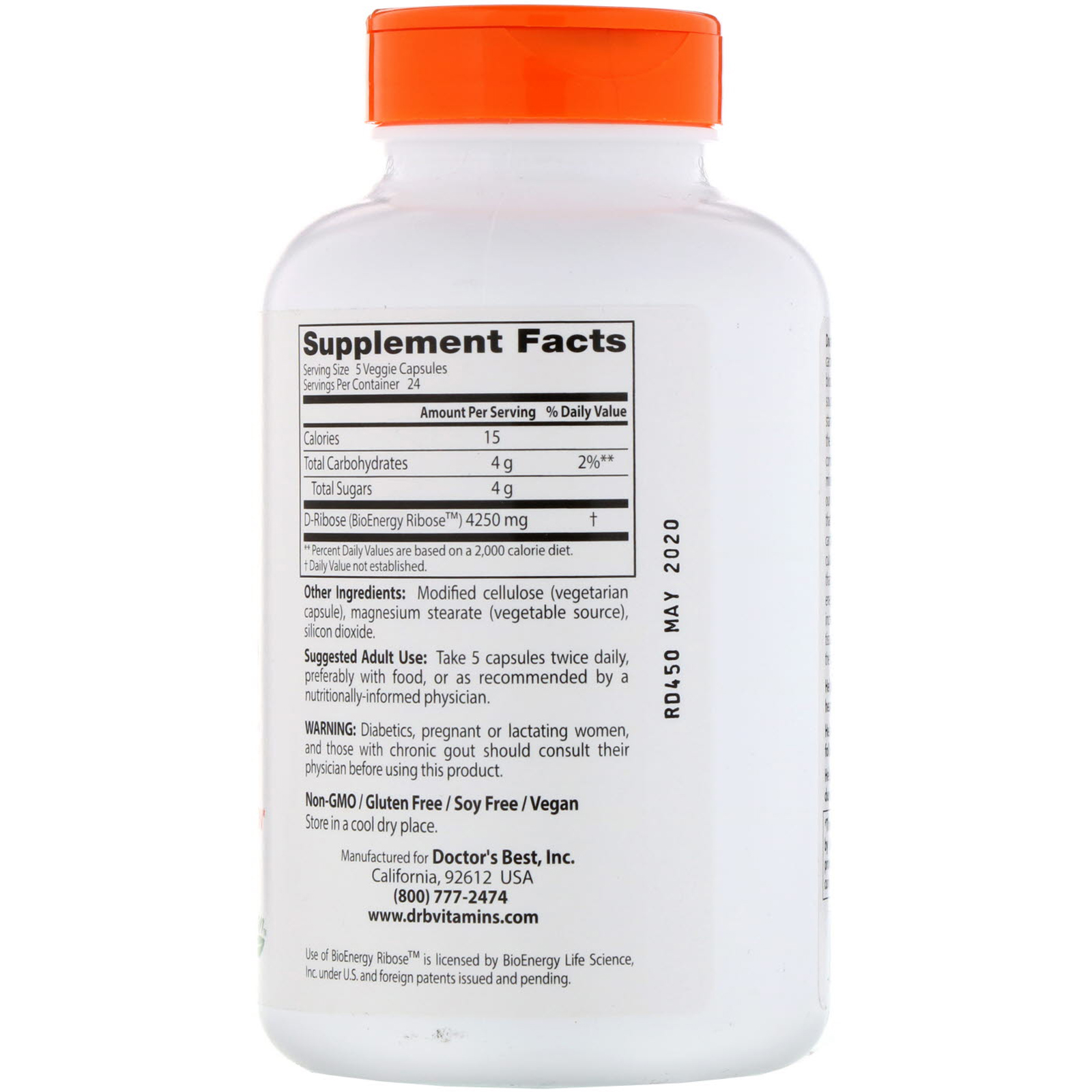 Comprar Doctor's Best, D-Ribose com Ribose BioEnergy, 850 mg, 120 Cápsulas Vegetais - Imagem 2