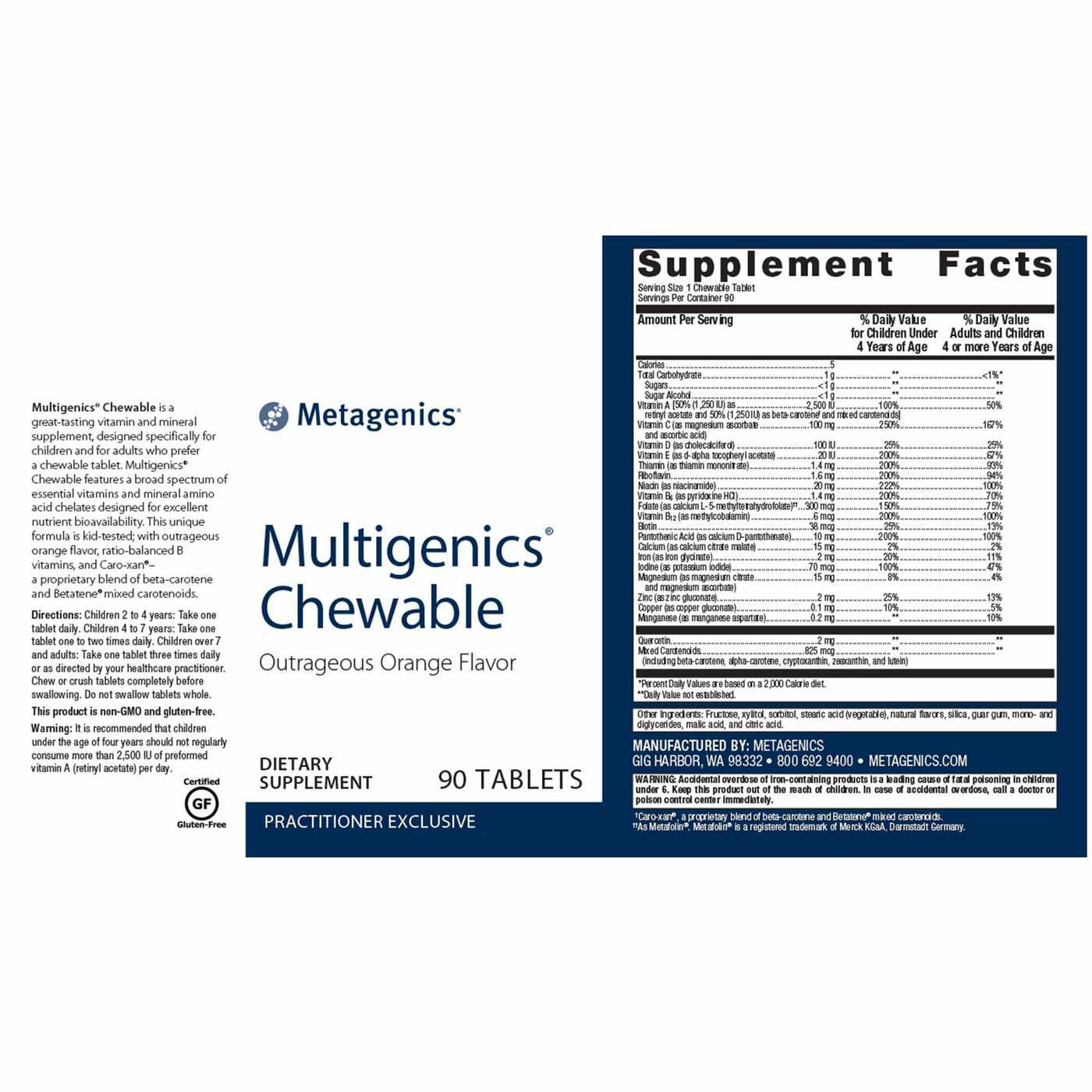 Comprar Metagenics, Multivitamínico Multigenics, Sabor Laranja - 90 Tabletes Mastigáveis - Imagem 2