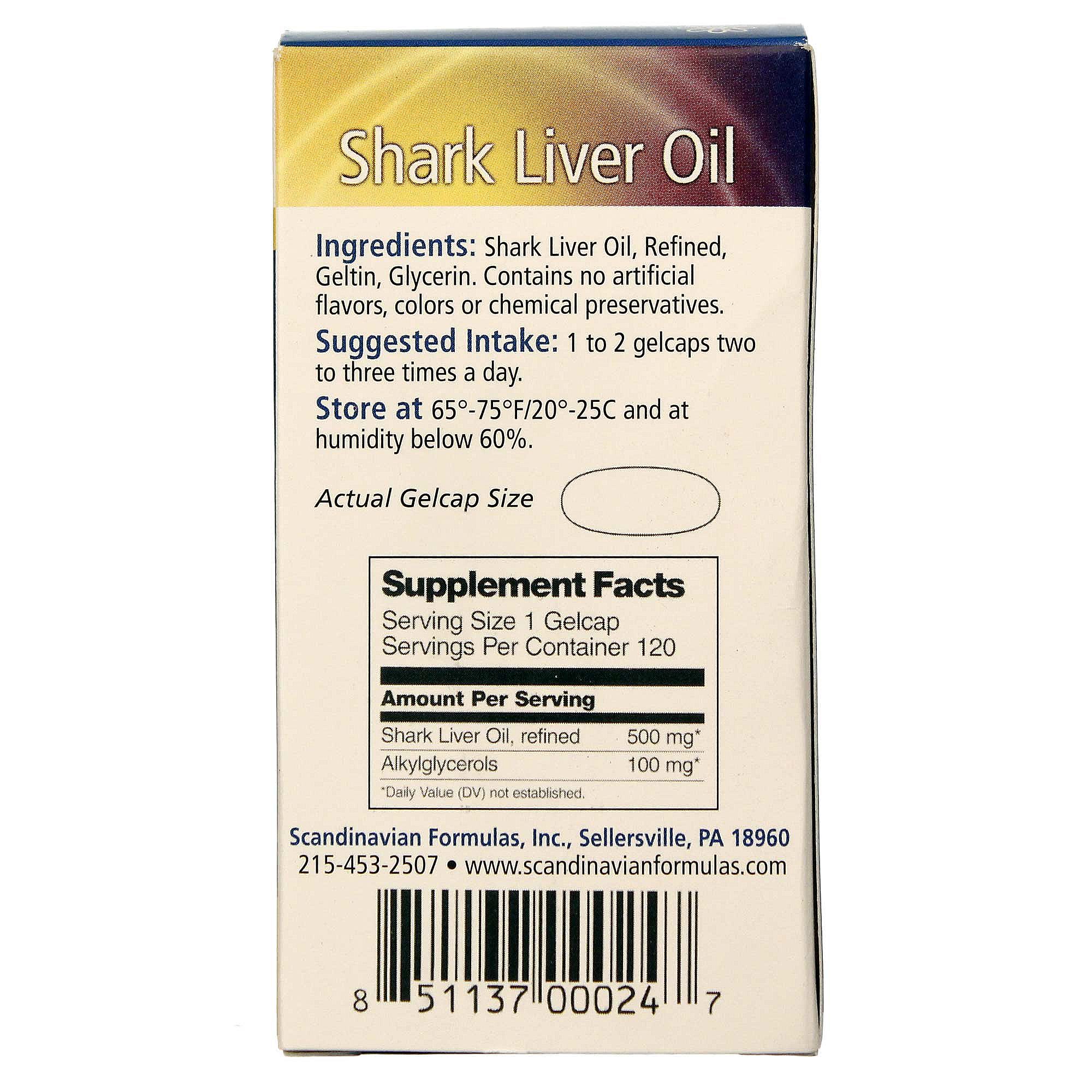 Comprar Scandinavian Formulas, Óleo de fígado de tubarão 500 mg -120 Cápsulas - Imagem 2