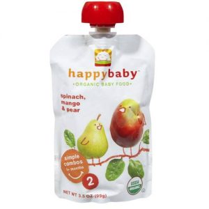 Comprar Happy Bebê Orgânico Bebê Food Stage 2 Simples Combos espinafre, manga e pêra 16-3,5 Bolsas oz
